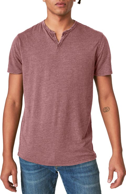 Venice Button Neck Cotton Blend T-Shirt