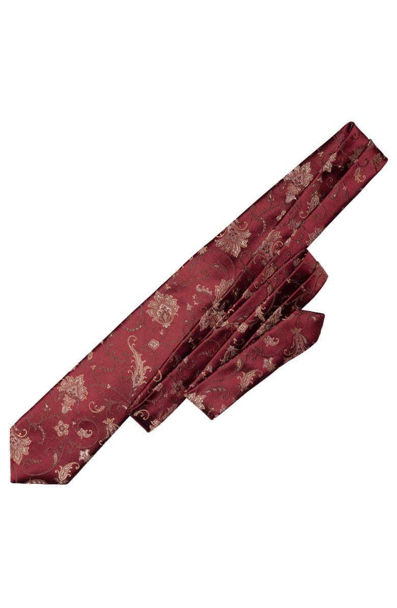 Elizabetta Prosecco - Extra Long Silk Jacquard Tie for Men, Alternate, color, Burgundy