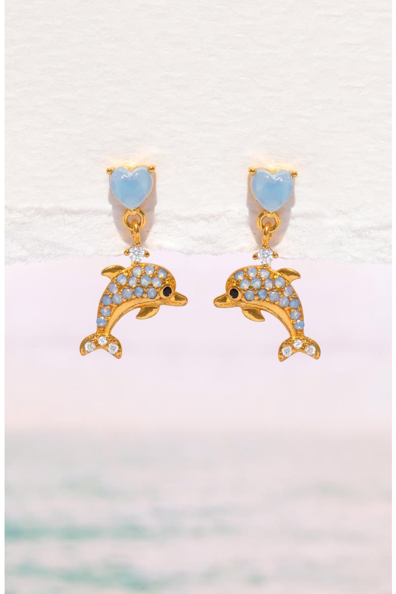 Dolphin Dangle Earrings, Alternate, color, GOLD