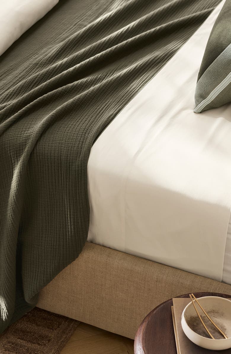 Boll & Branch Dream Bed Blanket, Alternate, color, Pine