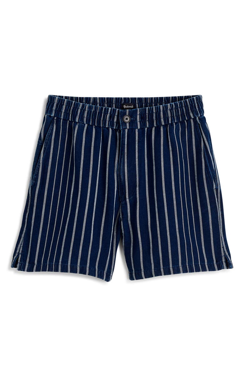 Madewell Indigo Stripe Everywear Shorts, Alternate, color, Indigo