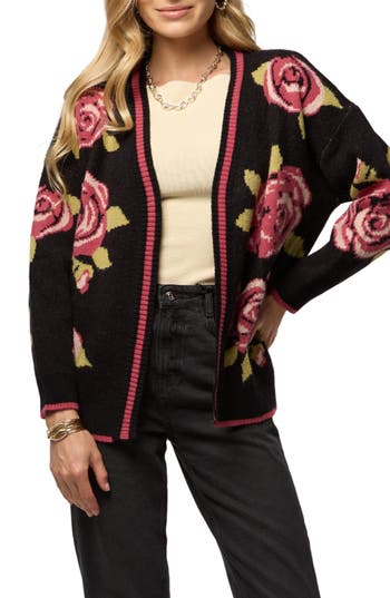 Saachi Rose Motif Cardigan In Brown