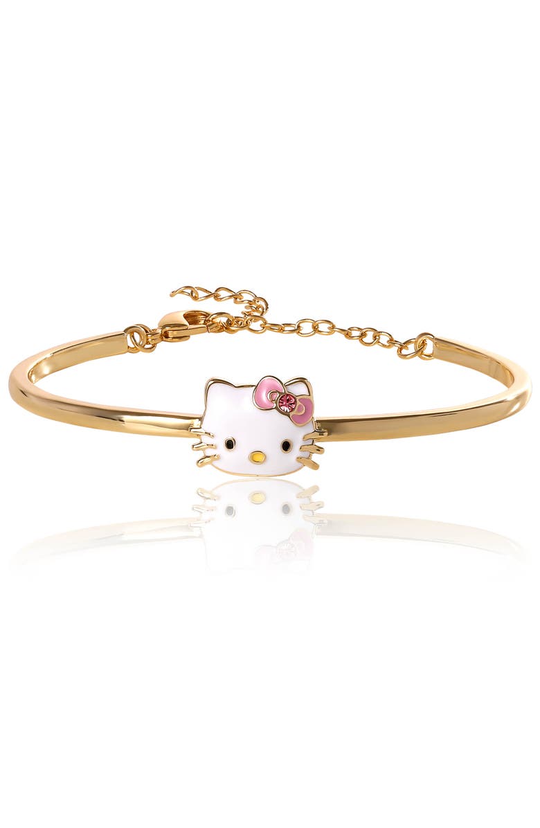 Hello Kitty Gold-Tone Enamel Bangle Bracelet, Main, color, Gold