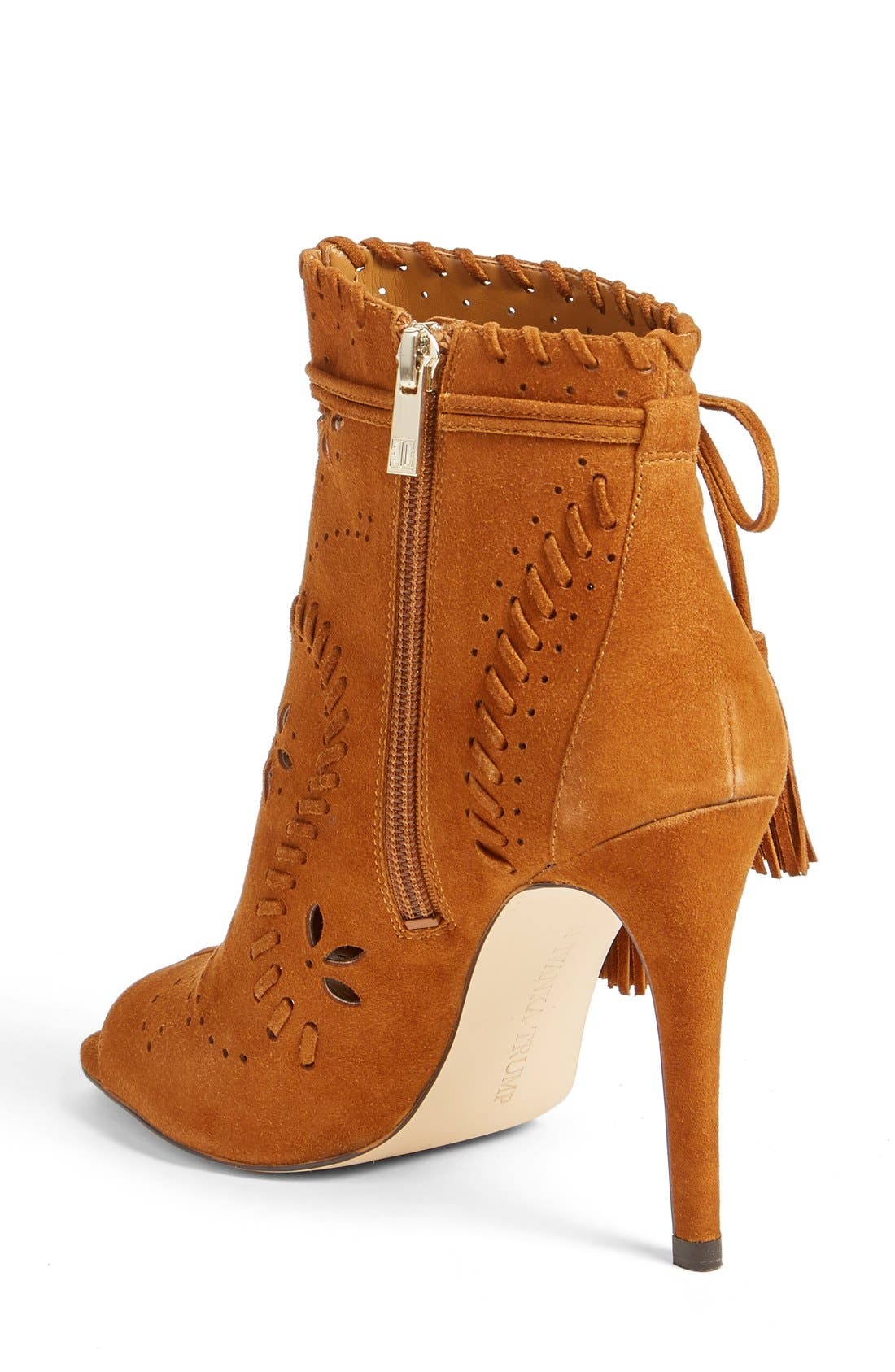 'Daner' Open Toe Bootie, Alternate, color, DARK MODERN COGNAC SUEDE