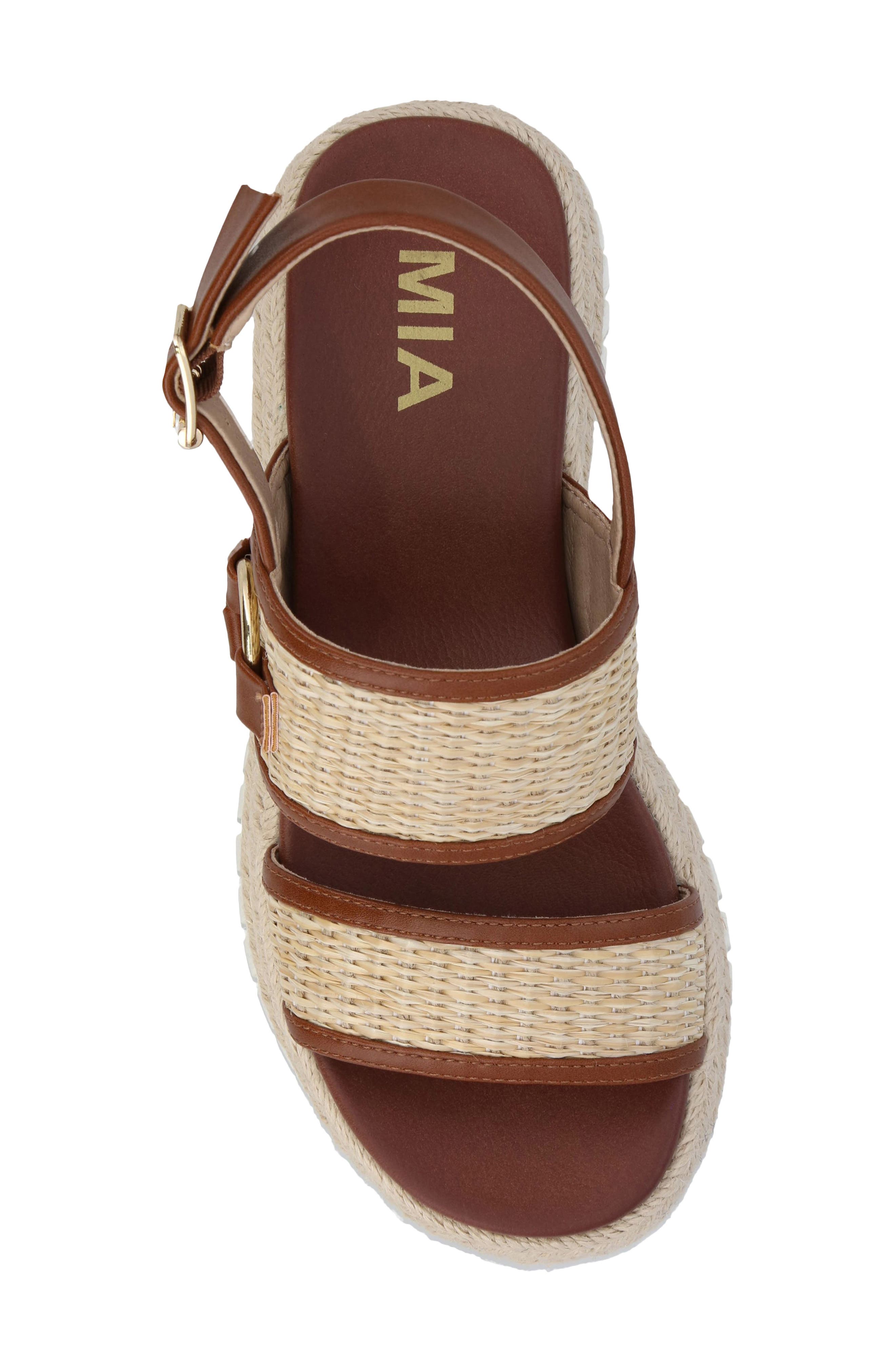 MIA Raffia Platform Slingback Sandal, Alternate, color, Natural/ Cognac