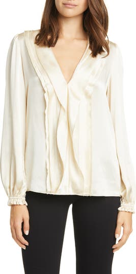 FRAME Ruffle Front Silk Top | Nordstrom