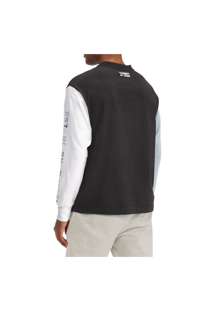 TOMMY JEANS Men's Tommy Jeans Black San Antonio Spurs Richie Color Block Long Sleeve T-Shirt, Alternate, color, Black