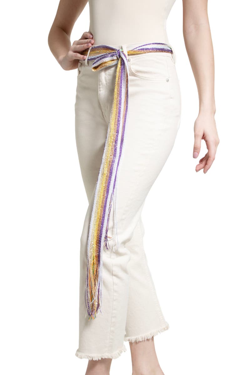 SAACHI Stripe Shimmer Scarf, Alternate, color, Yellow Multi