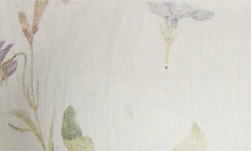Erdem Tiered Linen Dress With Short Sleeves And Floral Print