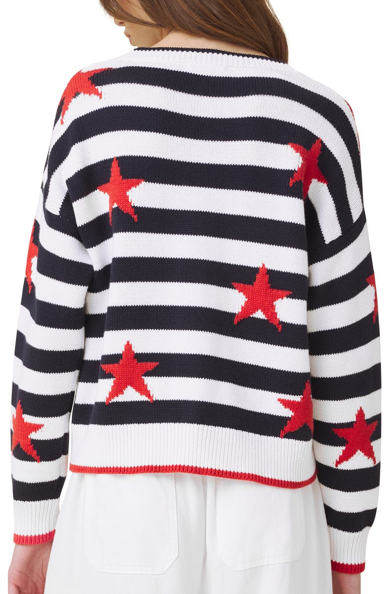 Splendid Liberty Stripe Star Intarsia Cotton Blend Sweater, Alternate, color, White/ Navy Blue/ Multi
