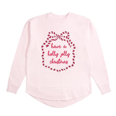 Holly Jolly Christmas Sequin Bow Patch Women's Sweatshirt