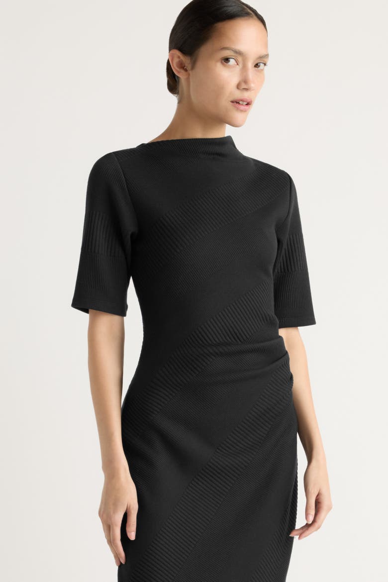 Evie Ribbed-Knit Jersey Dress, Alternate, color, Black