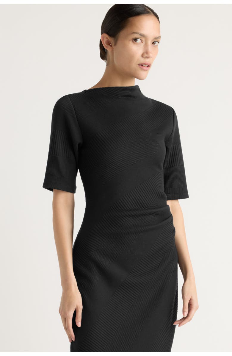 Modern Citizen Evie Ribbed-Knit Jersey Dress, Alternate, color, Black