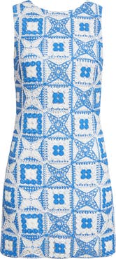 Alice + Olivia Clyde Embroidered Patchwork Sleeveless Shift Dress