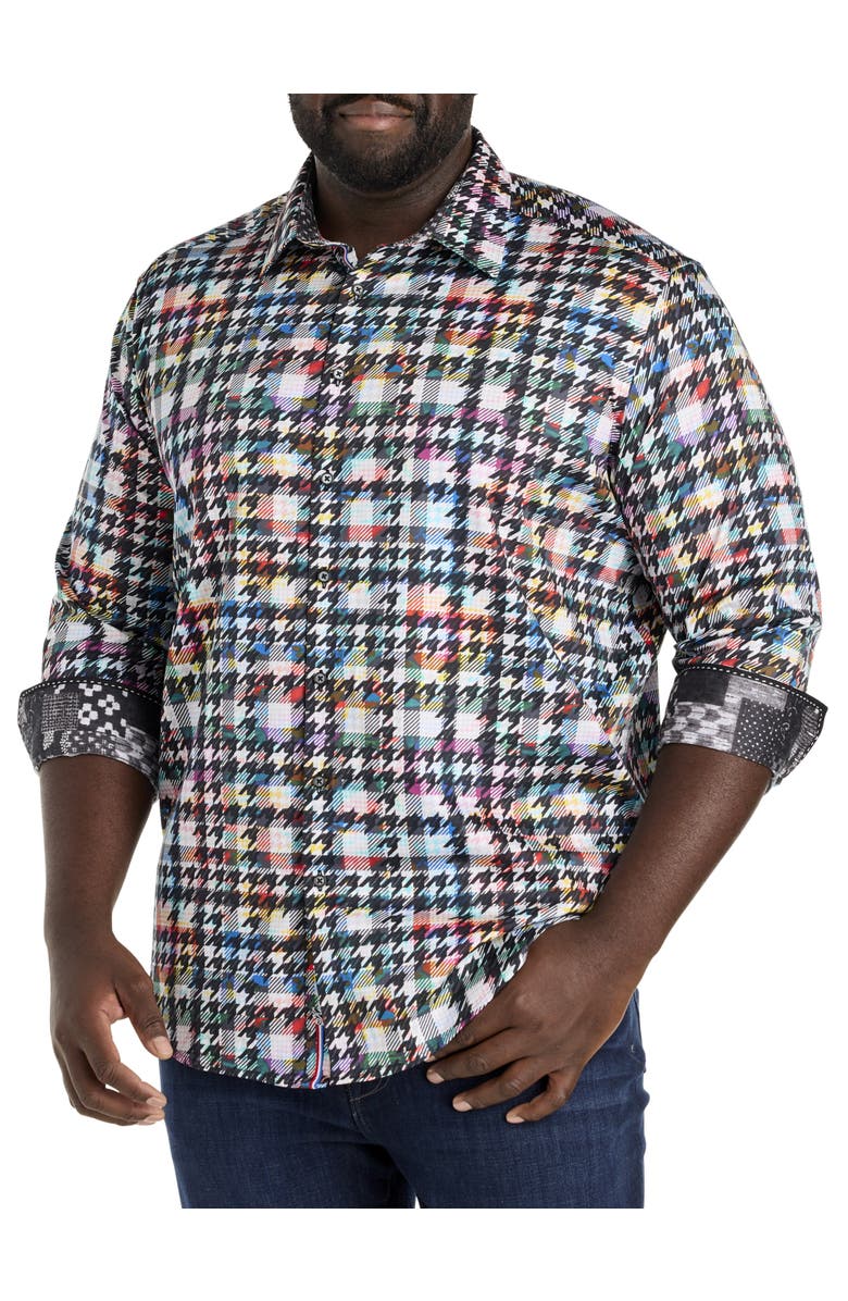 Robert Graham Big & Tall Algiers Houndstooth Sport Shirt, Main, color, Multi