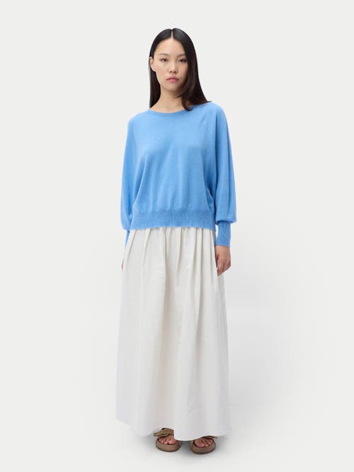 Gobi Mongolian Cashmere Silk Cashmere Crew Neck Top In Blue