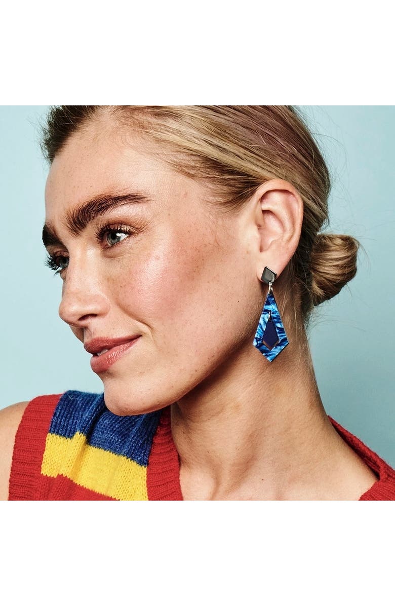 Toolally Art Deco Diamond Earrings - Midnight Blue Swirl & Sapphire, Alternate, color, Midnight Blue Swirl & Sapphire