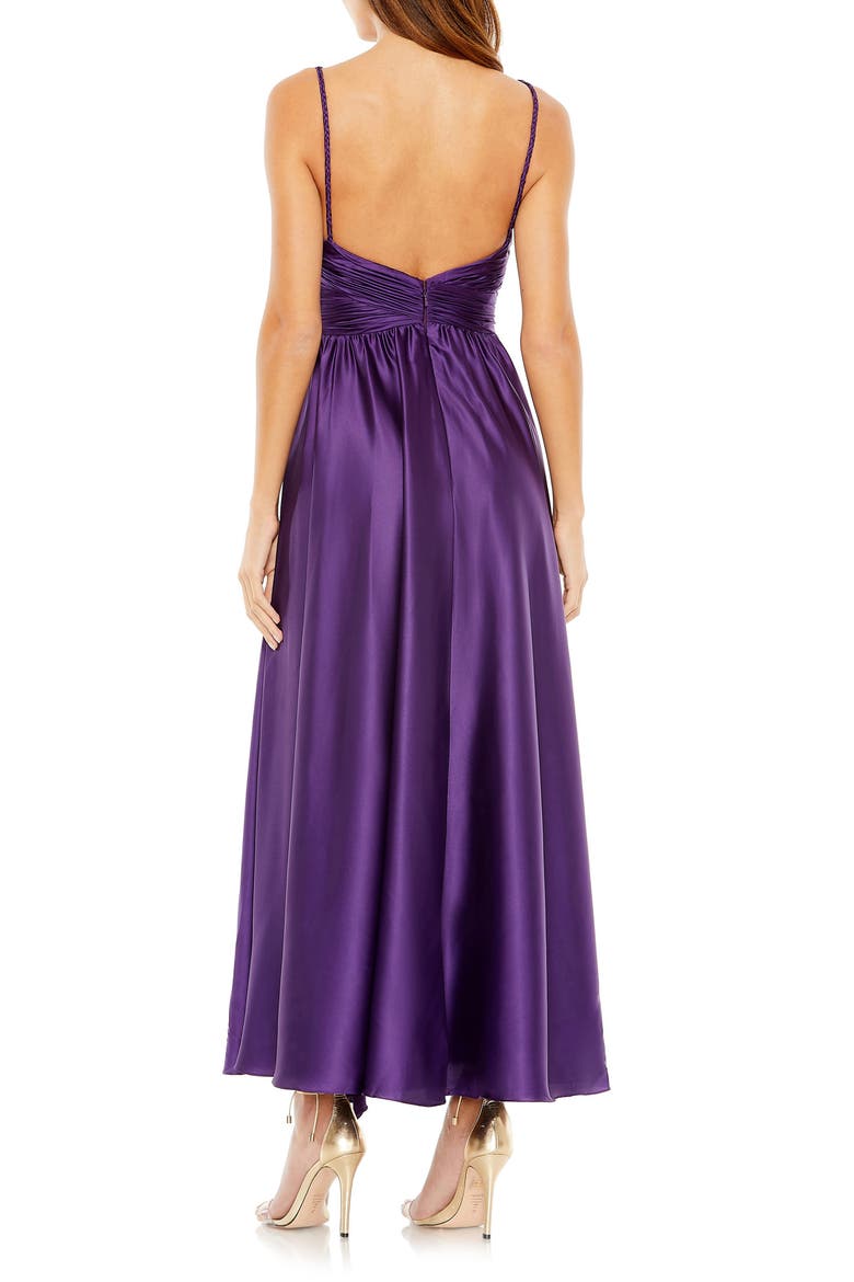 Ruched Top Halter Gown, Alternate, color, PURPLE