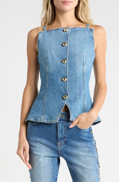 Junie Button Front Denim Top