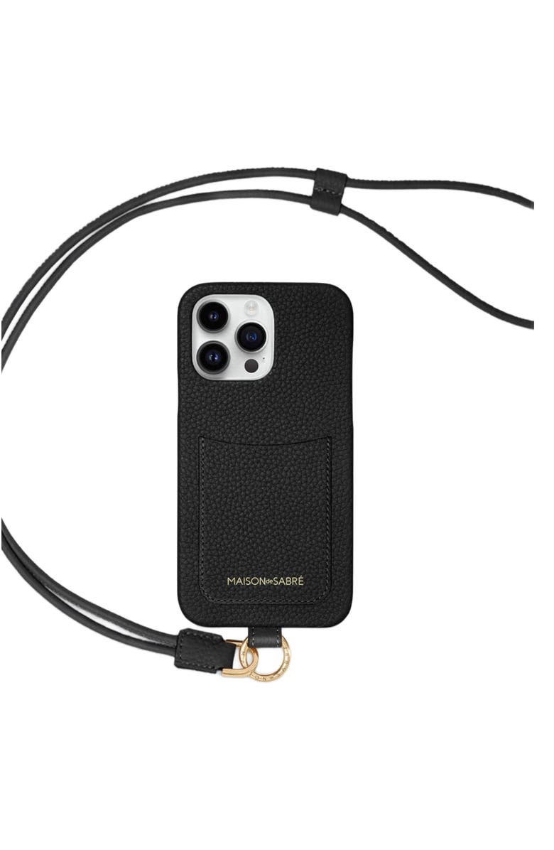MAISON de SABRÉ Sling Phone Case, Main, color, Black Caviar