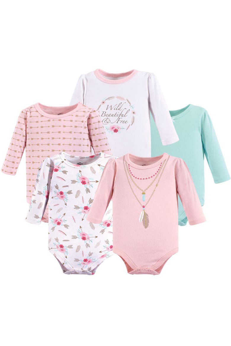 Essential 5-Pack Long-Sleeve Bodysuits, Main, color, Boho
