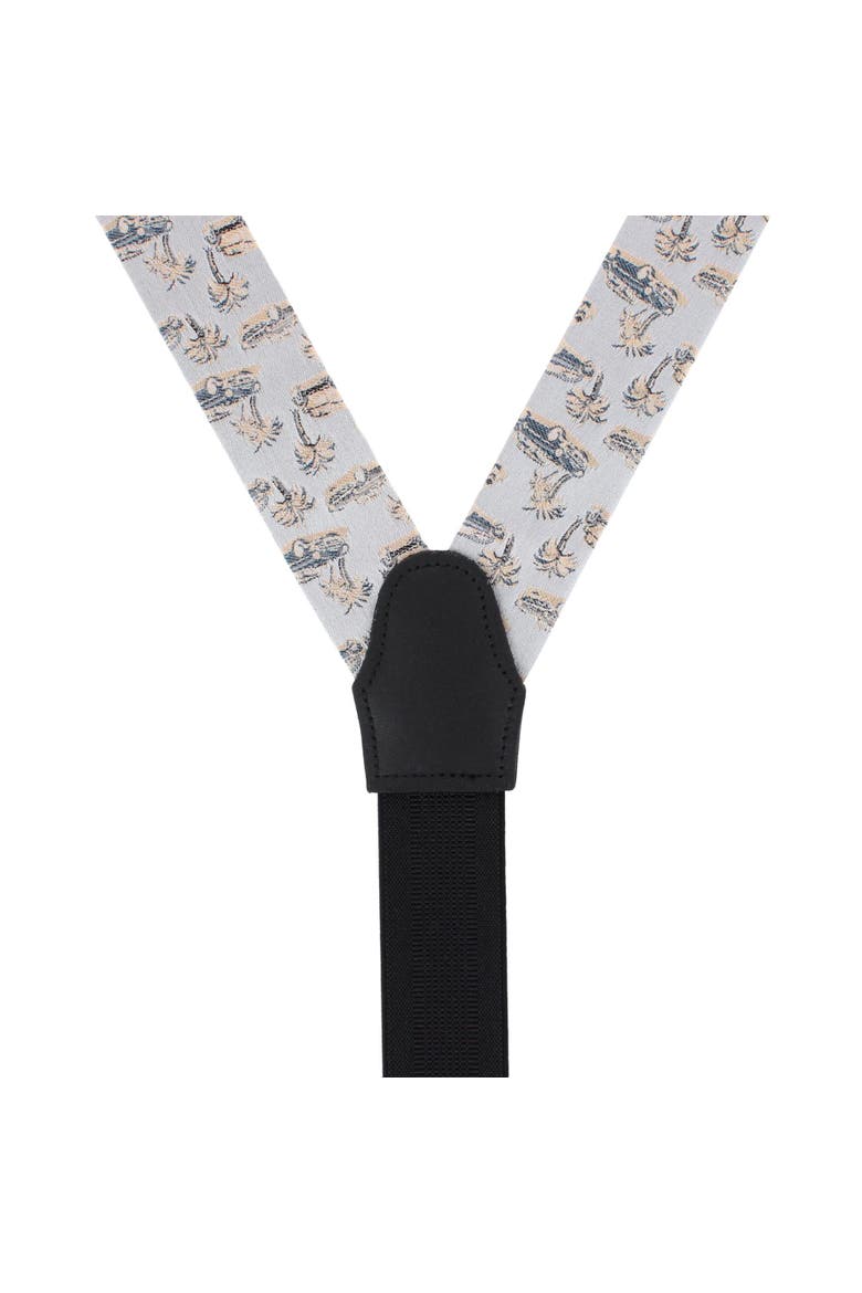 Summer Cruise Nights Silk Novelty Button End Suspenders, Alternate, color, Silver
