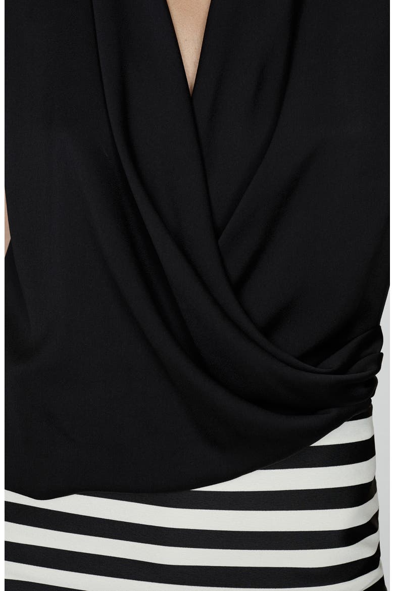 Wrap Front Top, Alternate, color, BLACK