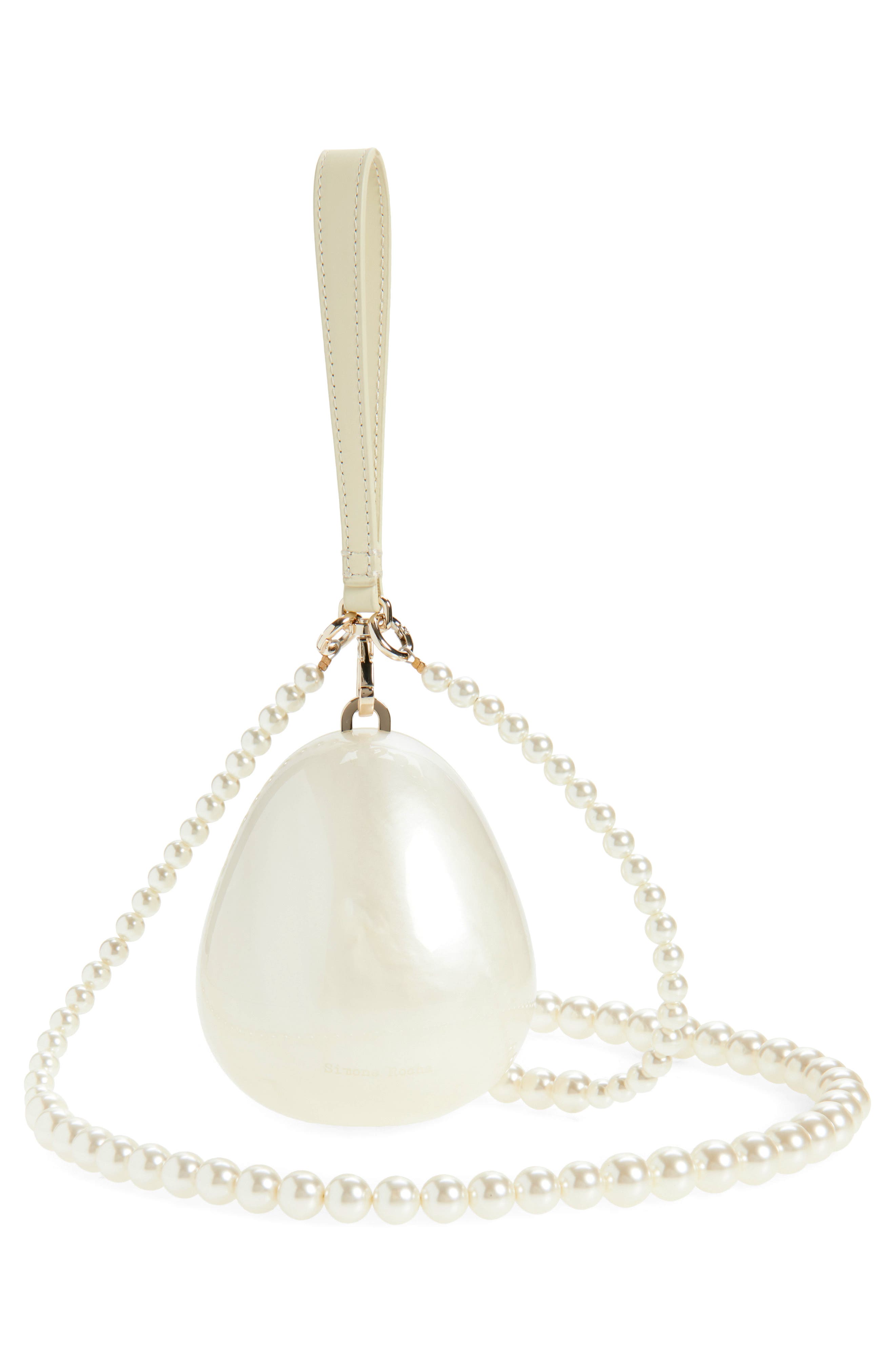 Micro Egg Clutch with Faux Pearl Strap, Alternate, color, PEARL/ OPAQUE/ CLEAR