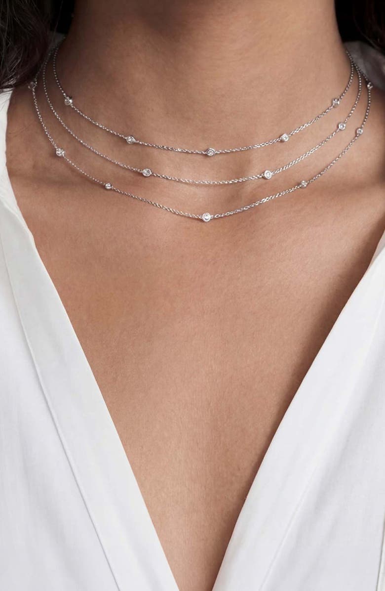 Ettika Crystal Station Layered Necklace, Alternate, color, Silver