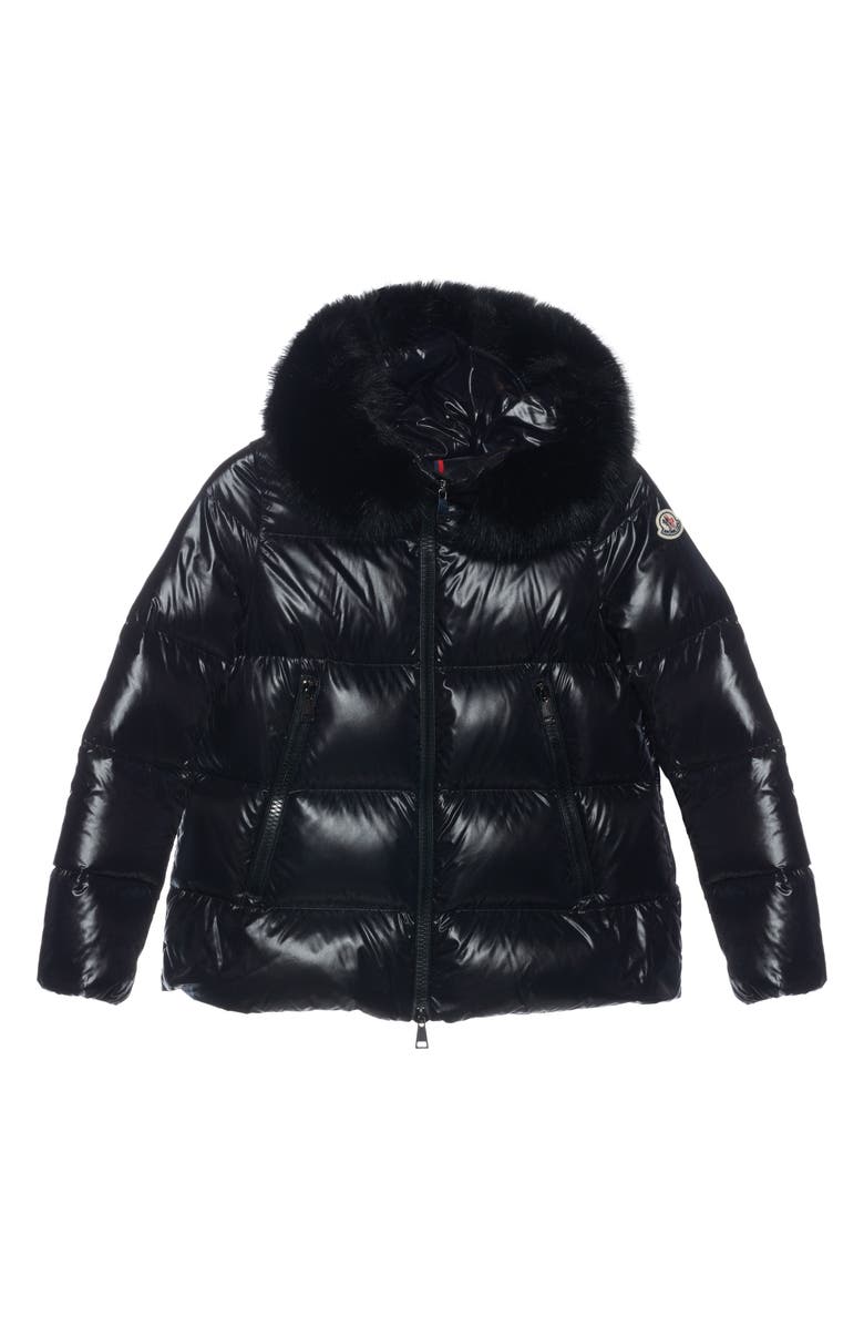 Moncler Laiche Quilted Hooded Down Jacket with Removable Faux Fur Trim, Alternate, color,