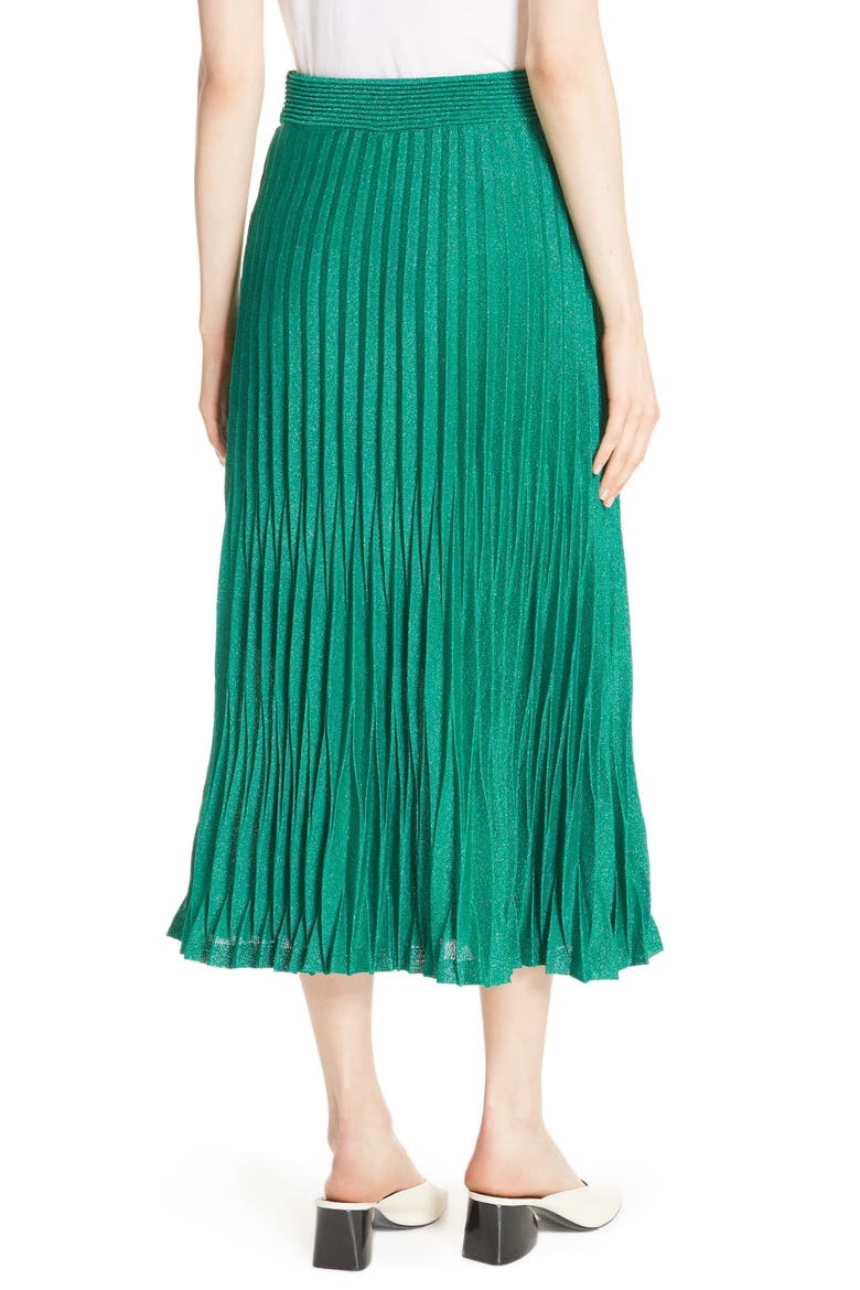 Jupette Pleated Midi Skirt, Alternate, color, GREEN