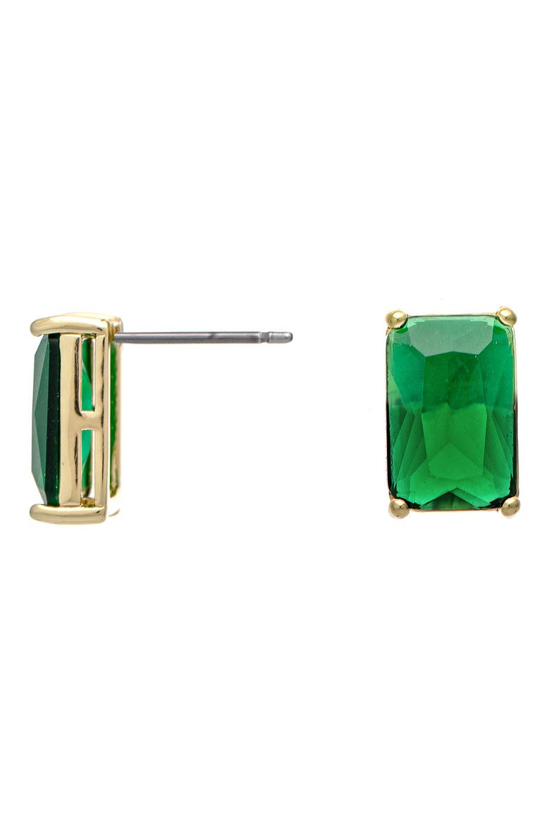 Emerald Cut Stud Earrings, Main, color, EMERALD
