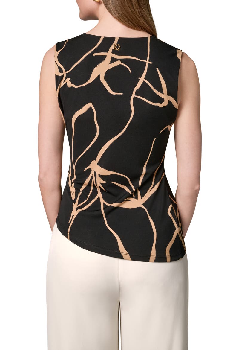 Hardware Print Gather Sleeveless Top, Alternate, color, BLK/ FAWN