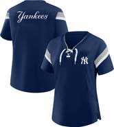 PROFILE Women's Profile Navy New York Yankees Lace-Up T-Shirt