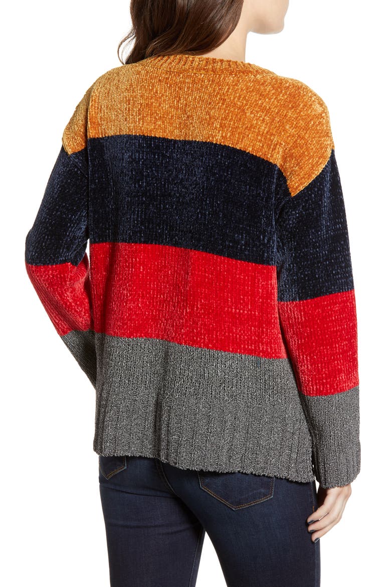 Stripe Chenille Sweater, Alternate, color, GOLD/ RED/ NAVY