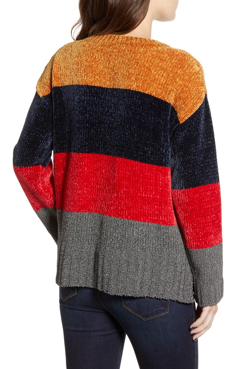 Cotton Emporium Stripe Chenille Sweater, Alternate, color,