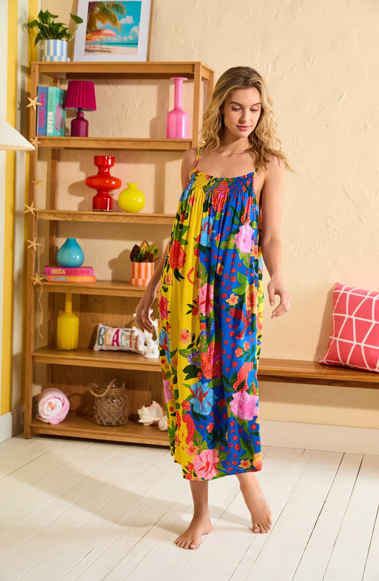 Room Service Pjs Smocked Print Nightgown, Alternate, color,