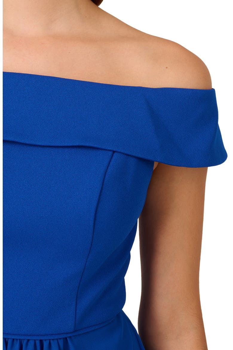 Off the Shoulder Crepe Chiffon Gown, Alternate, color, VIOLET COBALT