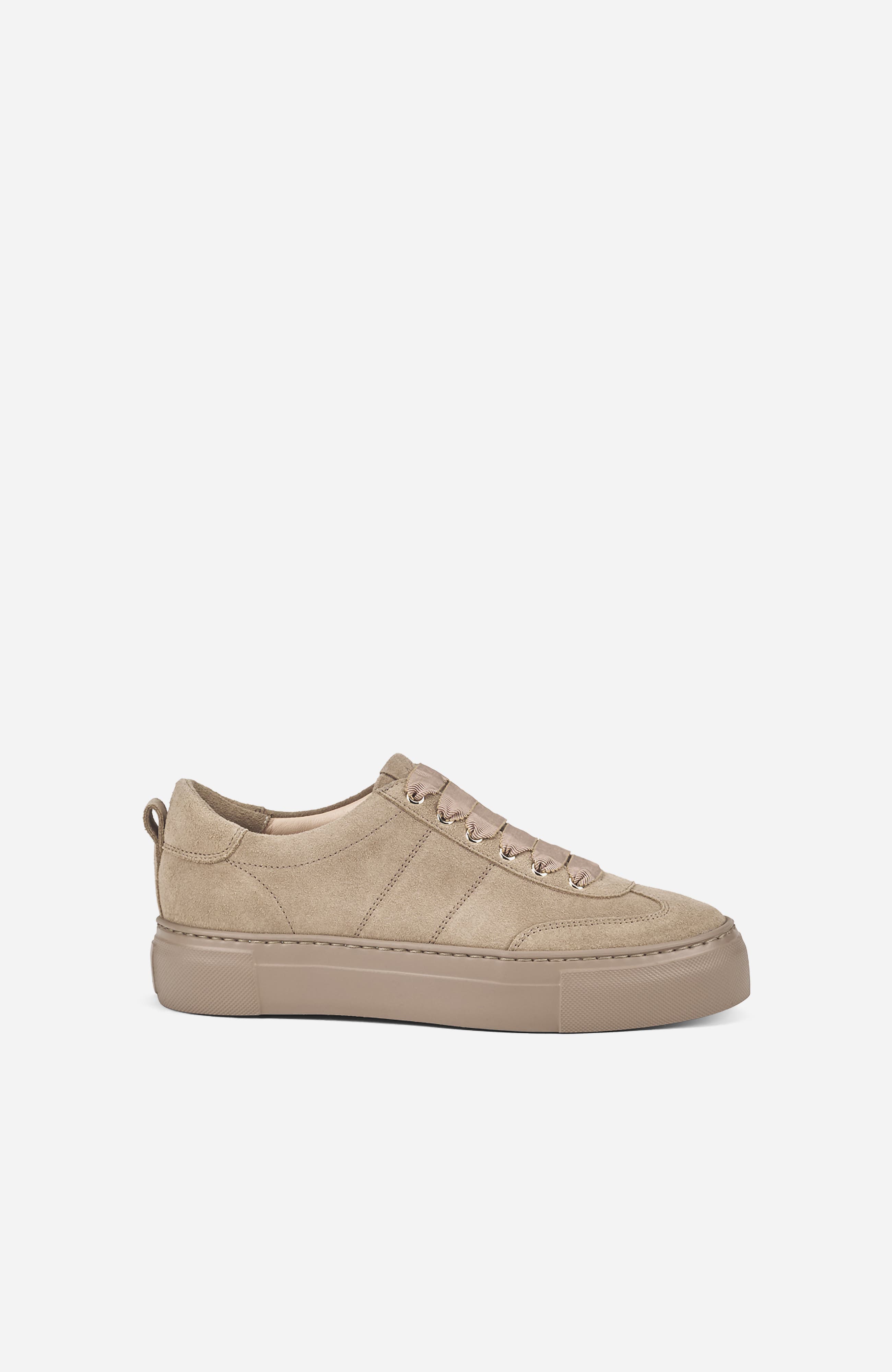 Cecilia Sneaker in Water Resistant Suede Leather, Main, color, Beige Velour