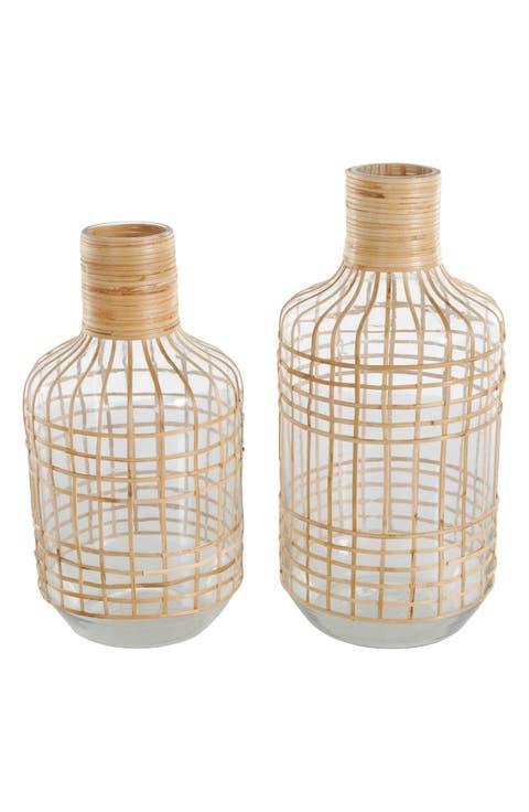 Set Of 2 Glass Vases