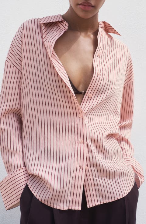 Oversize Stripe Button-Up Shirt