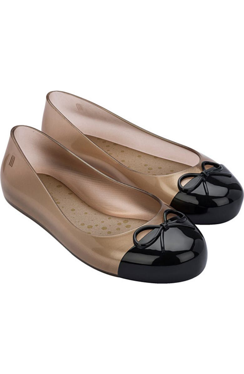 Mini Melissa Kids' Sweet Love Cap Toe Ballet Flat, Main, color, Rose/Black