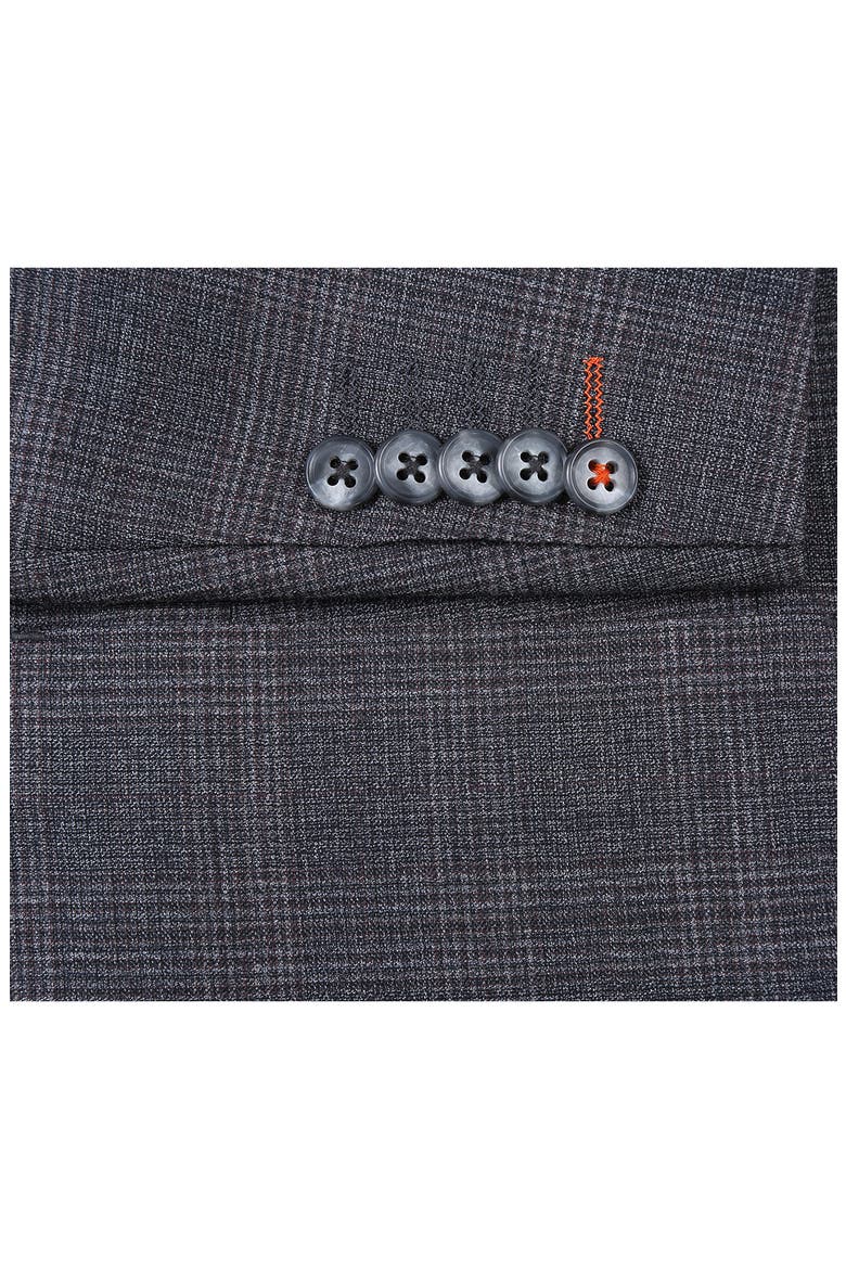 Plaid Trim Fit Peak Lapel Wool Blend Two-Piece Suit, Alternate, color, BROWN