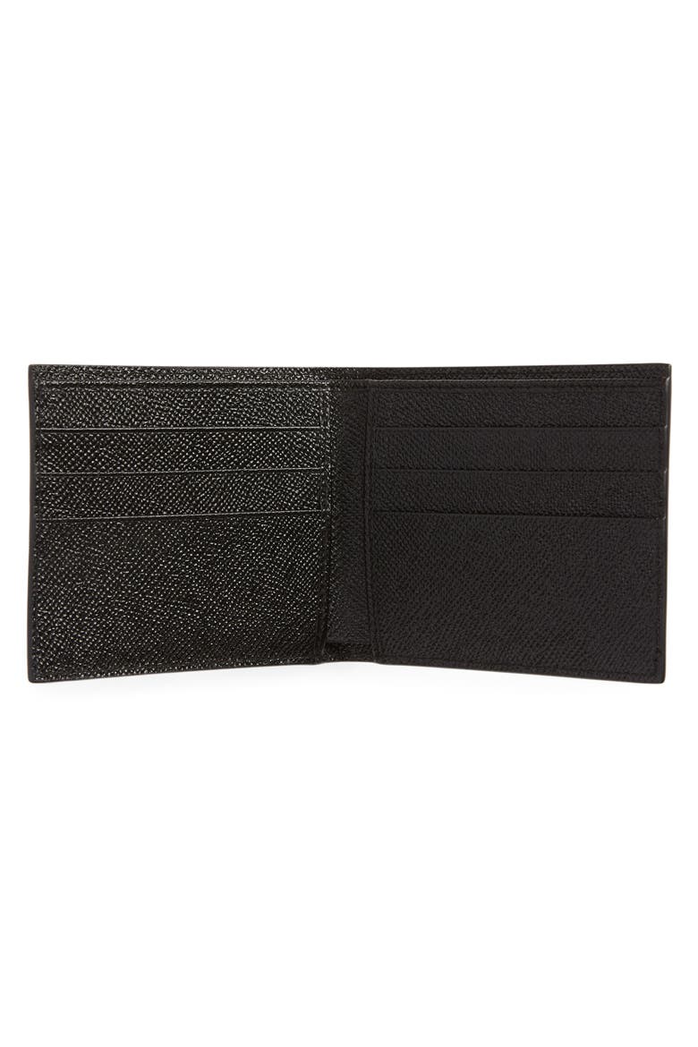 Logo Plaque Leather Bifold Wallet, Alternate, color, BLACK