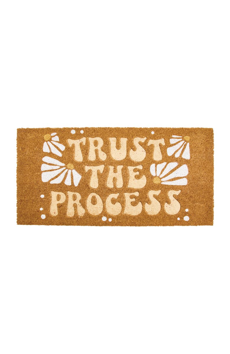 mDesign Trust the Process Coir Large Rectangular Doormat, Natural, Main, color, Natural