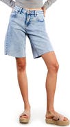 HINT OF BLU Cool Summer Raw Hem Long Denim Shorts