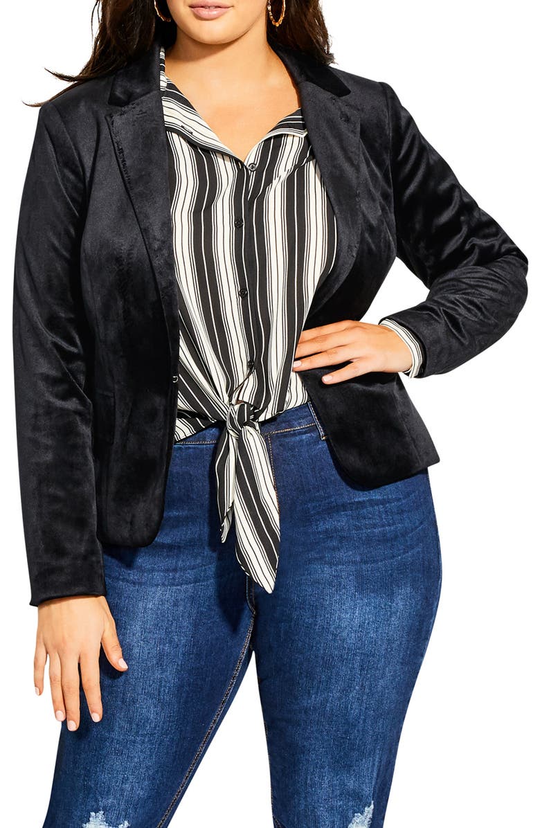 City Chic Glam Velvet Jacket, Main, color, 