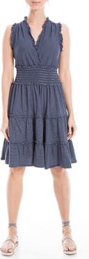 MAX STUDIO Sleeveless Short Smocked Dress