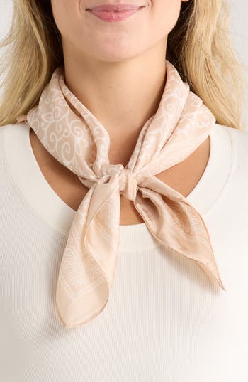 Ellian Paisley Print Satin Square Scarf In Brown