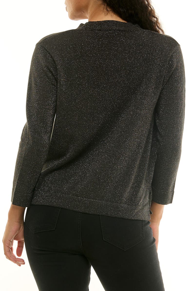 Nina Leonard Glitter Open Front Shrug, Alternate, color, Black Multi